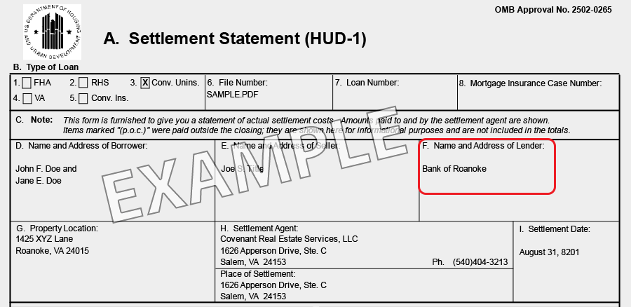 HUD-1 Settlement Statement