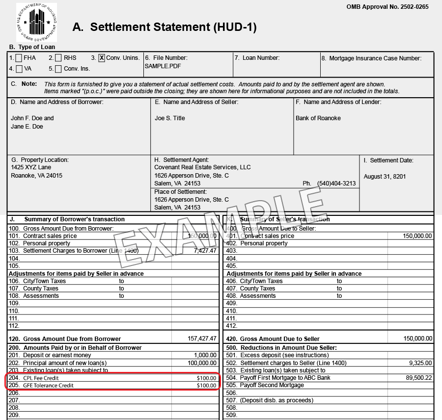 HUD-1 Settlement Statement